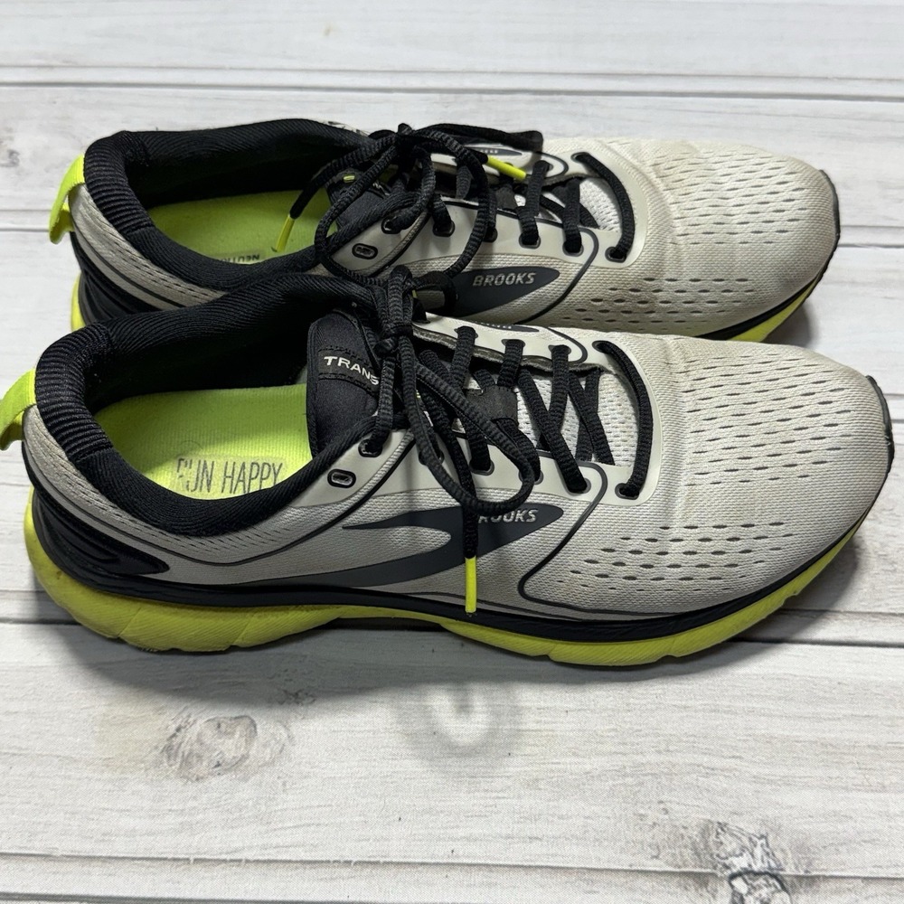 Brooks Mens Transmit 3 Running Shoes 10.5D Gray Lime Green Athletic Sneakers